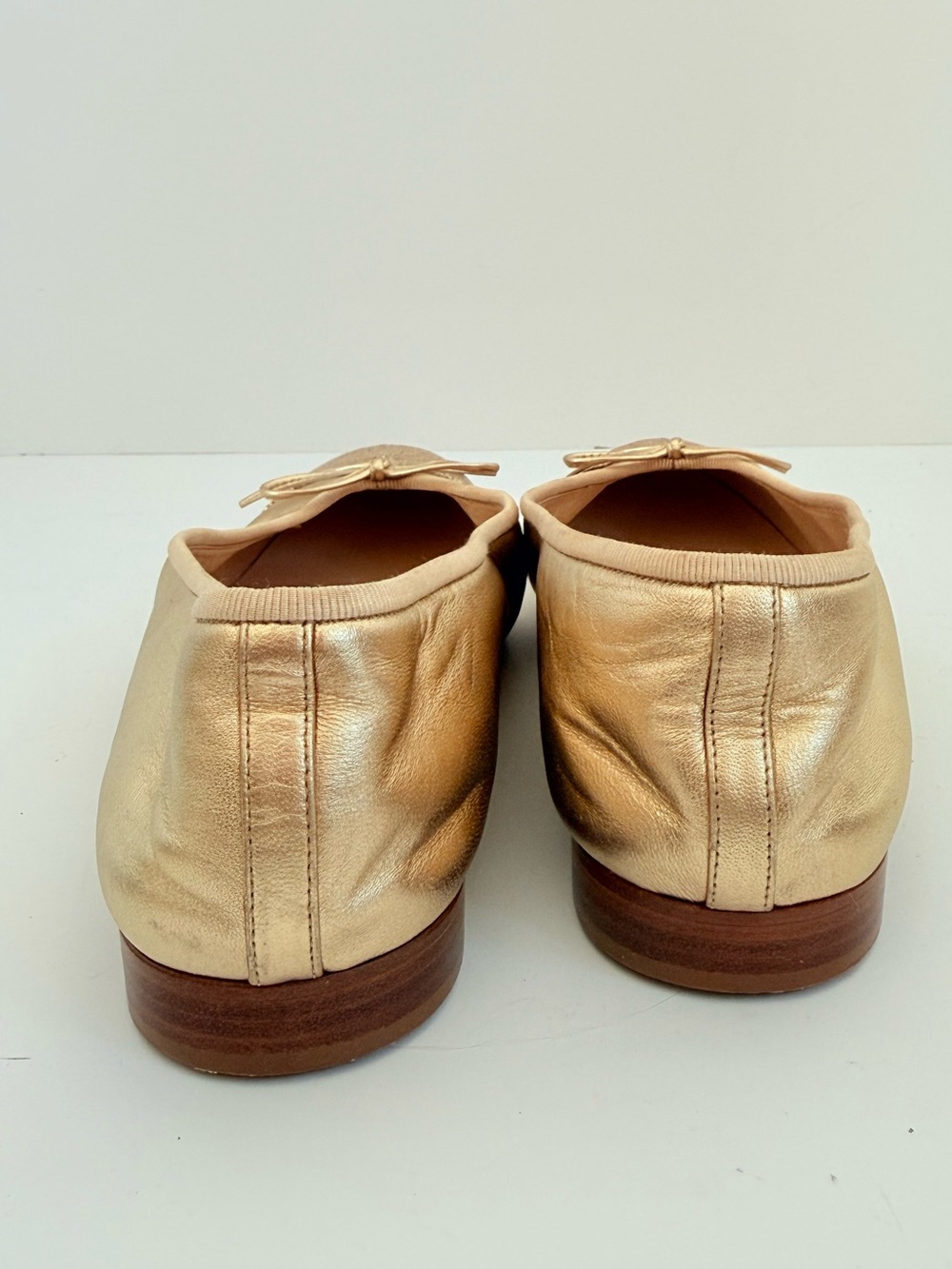 Chanel G02819 Metallic Gold CC Cap Toe Ballerina Ballet Flats Size 40 - Picture 5 of 9